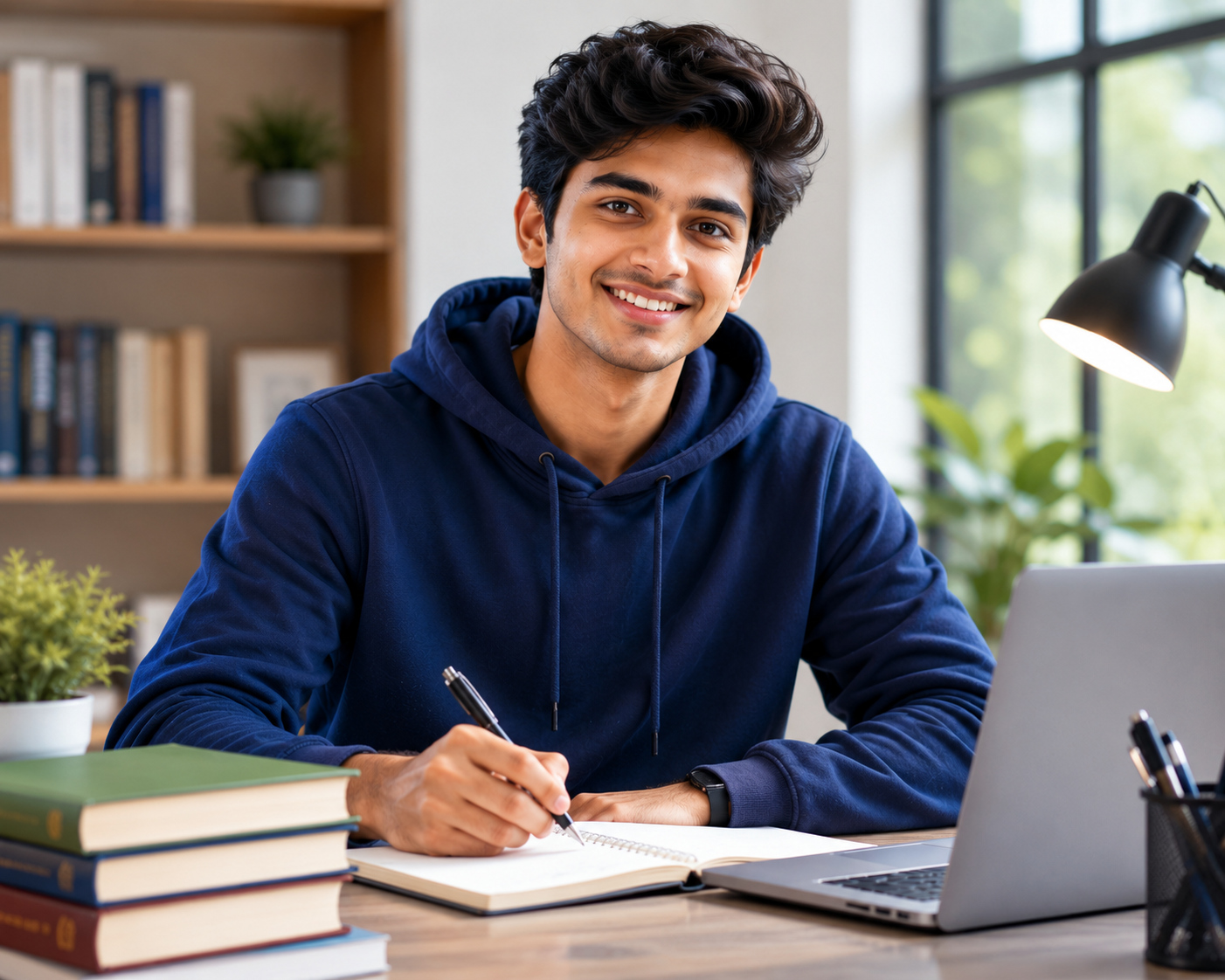 Student Studying with Precision